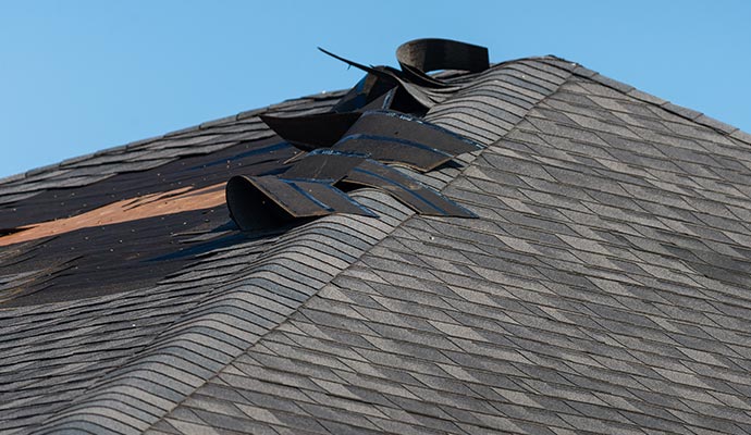 damaged shingle on roof
