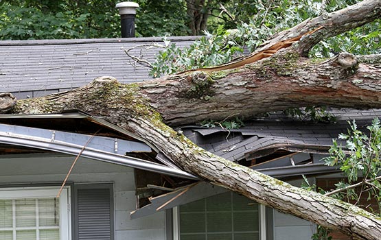 storm damaged house