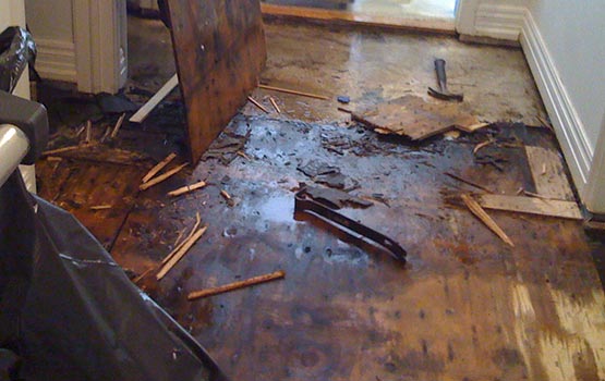 drying water damaged floor